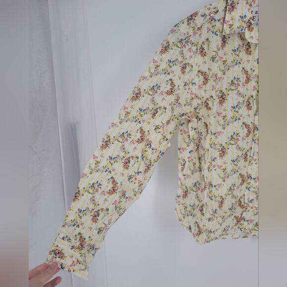 Frank & Eileen Floral Stripe Cotton Button Up Shirt M - Picture 4 of 11